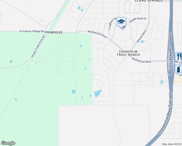 map of restaurants, bars, coffee shops, grocery stores, and more near 9340 Lone Maverick Drive in Crowley