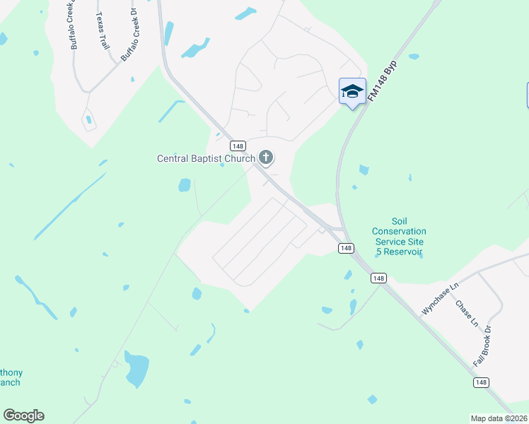 map of restaurants, bars, coffee shops, grocery stores, and more near 112 Hillcrest Way in Crandall