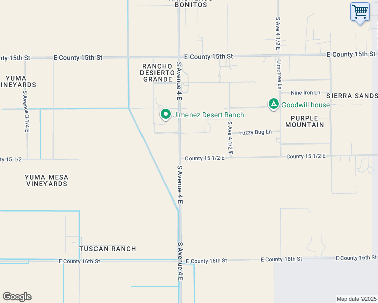 map of restaurants, bars, coffee shops, grocery stores, and more near 15485 South Avenue 4 East in Yuma