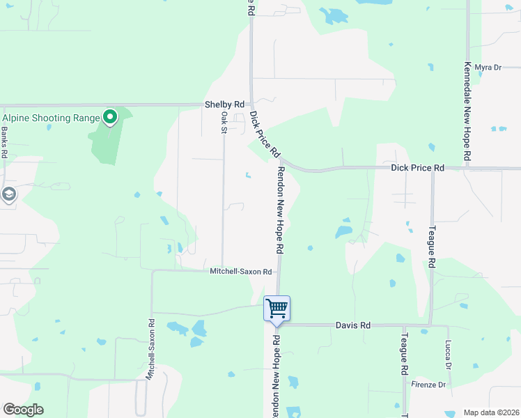 map of restaurants, bars, coffee shops, grocery stores, and more near 5438 Rendon New Hope Road in Fort Worth