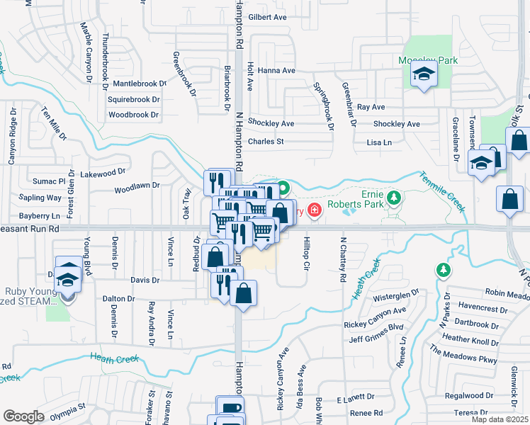 map of restaurants, bars, coffee shops, grocery stores, and more near 211 West Pleasant Run Road in DeSoto