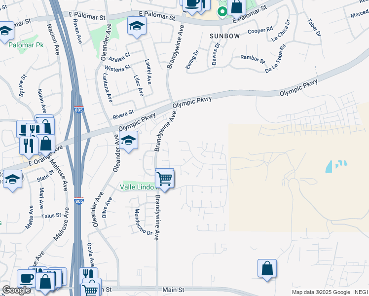 map of restaurants, bars, coffee shops, grocery stores, and more near 626 Point Defiance Court in Chula Vista