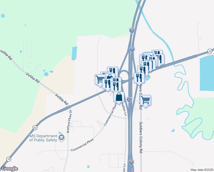 map of restaurants, bars, coffee shops, grocery stores, and more near 1548 West Peace Street in Canton
