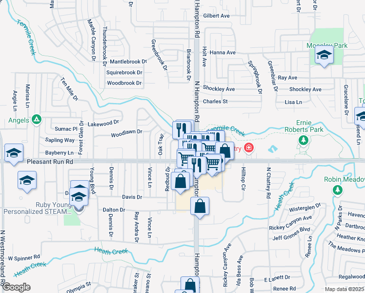 map of restaurants, bars, coffee shops, grocery stores, and more near 917 North Hampton Road in DeSoto