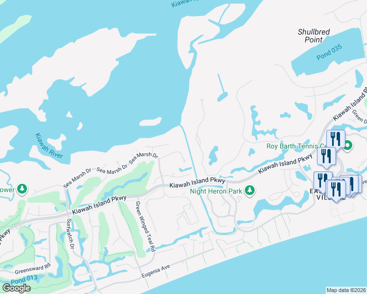 map of restaurants, bars, coffee shops, grocery stores, and more near 513 Ruddy Turnstone in Johns Island