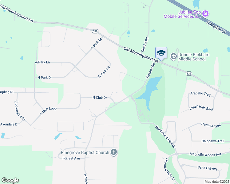 map of restaurants, bars, coffee shops, grocery stores, and more near 6612 North Club Drive in Shreveport