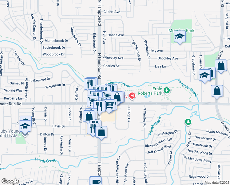 map of restaurants, bars, coffee shops, grocery stores, and more near 211 West Pleasant Run Road in DeSoto