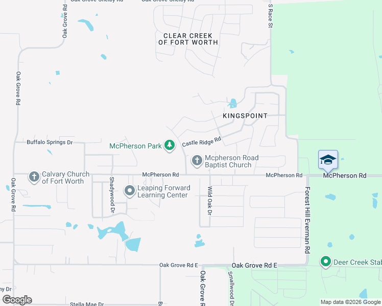 map of restaurants, bars, coffee shops, grocery stores, and more near 10325 Kingspoint Boulevard in Fort Worth