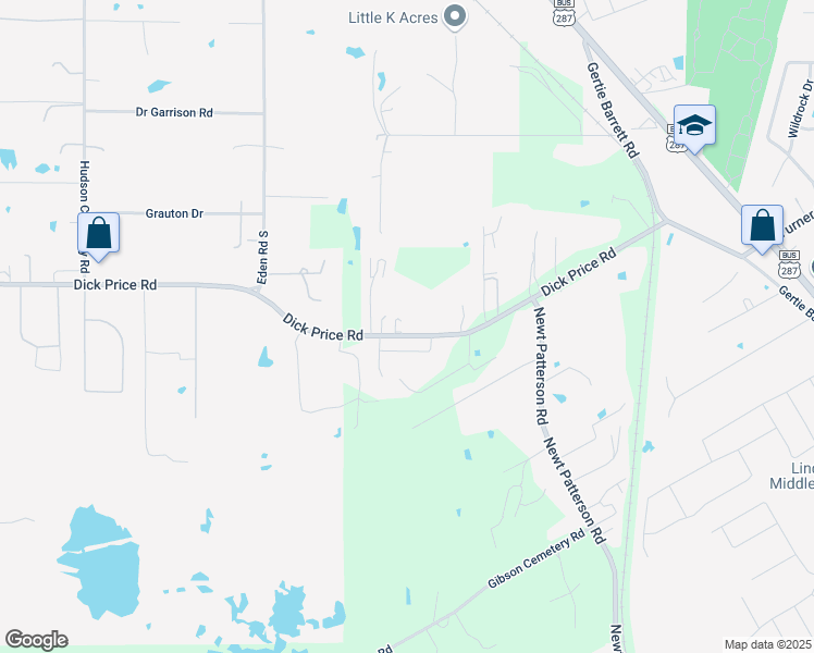 map of restaurants, bars, coffee shops, grocery stores, and more near 7675 Dick Price Road in Mansfield
