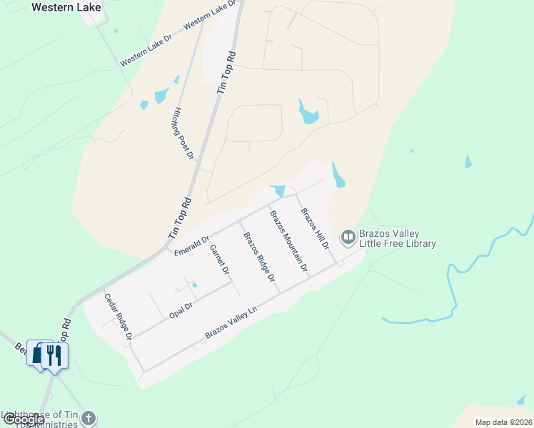 map of restaurants, bars, coffee shops, grocery stores, and more near 172 Emerald Drive in Weatherford