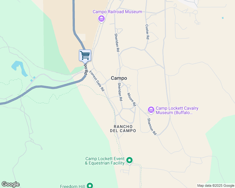 map of restaurants, bars, coffee shops, grocery stores, and more near 431 Jeb Stuart Road in Campo