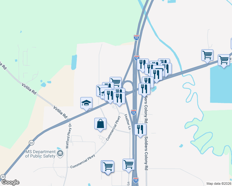 map of restaurants, bars, coffee shops, grocery stores, and more near 1534 West Peace Street in Canton