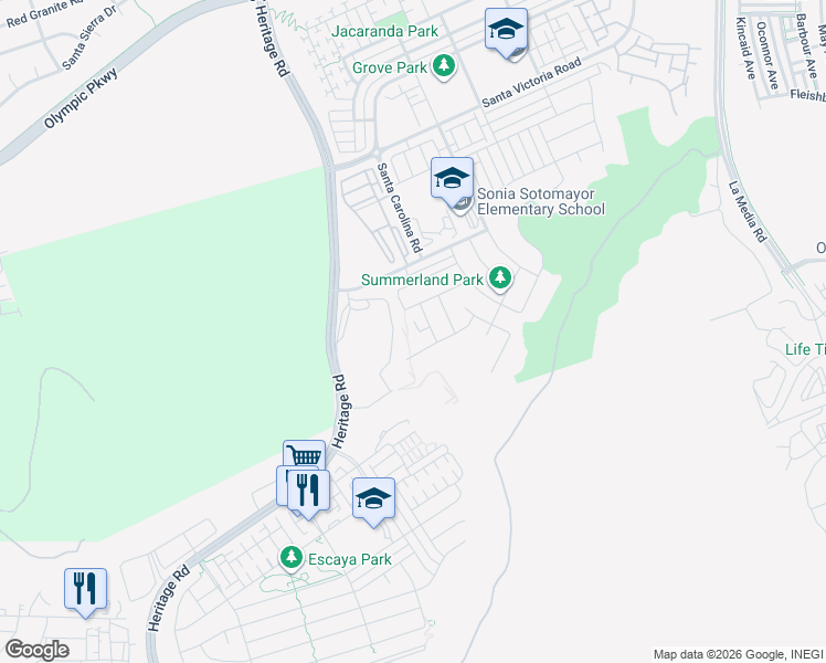 map of restaurants, bars, coffee shops, grocery stores, and more near 1221 Terstal Place in Chula Vista