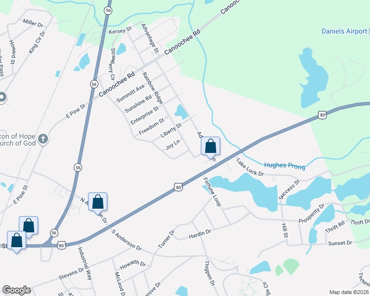 map of restaurants, bars, coffee shops, grocery stores, and more near 106 Happiness Drive in Swainsboro