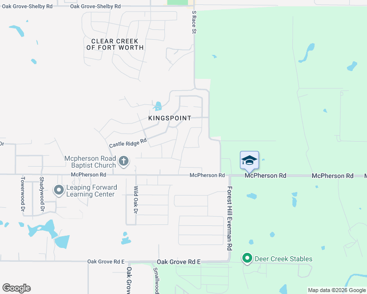 map of restaurants, bars, coffee shops, grocery stores, and more near Almondtree Drive in Fort Worth