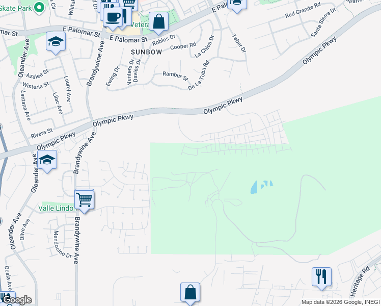 map of restaurants, bars, coffee shops, grocery stores, and more near 741 Mara Loop in Chula Vista