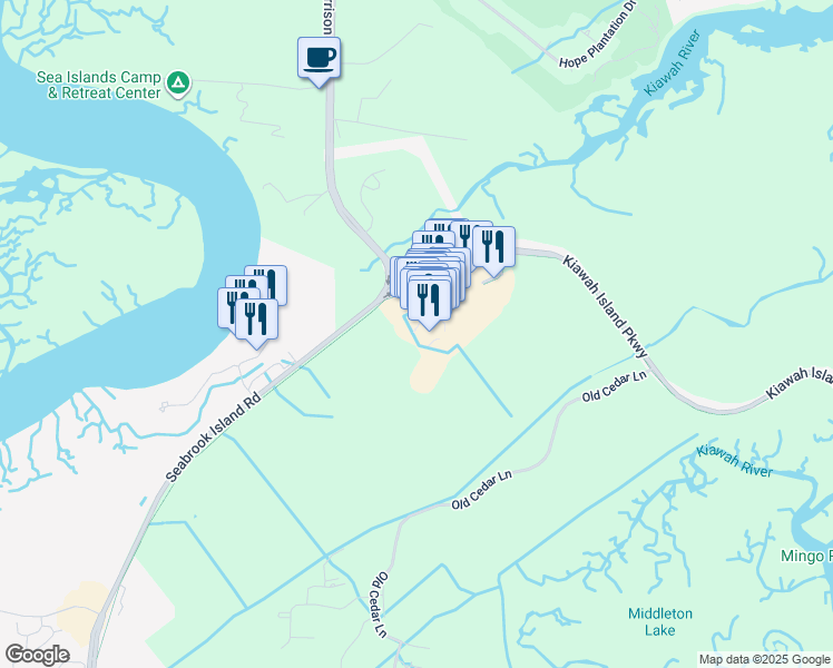 map of restaurants, bars, coffee shops, grocery stores, and more near 300 Farm Lake View in Johns Island