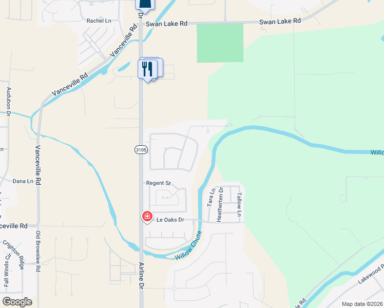 map of restaurants, bars, coffee shops, grocery stores, and more near 1817 Bayou Bend Drive in Bossier City