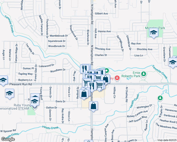 map of restaurants, bars, coffee shops, grocery stores, and more near 917 North Hampton Road in DeSoto
