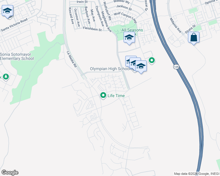 map of restaurants, bars, coffee shops, grocery stores, and more near Astra Loop in Chula Vista