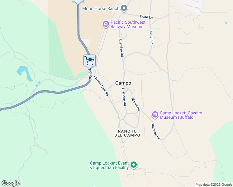 map of restaurants, bars, coffee shops, grocery stores, and more near 431 Jeb Stuart Road in Campo