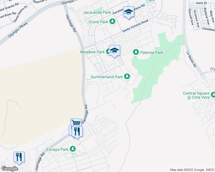 map of restaurants, bars, coffee shops, grocery stores, and more near 1233 Lorenzo Rd in Chula Vista