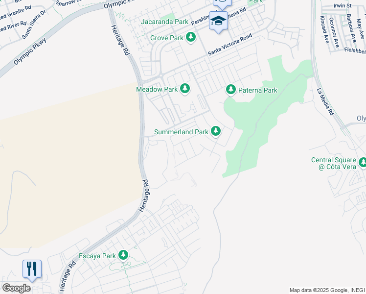 map of restaurants, bars, coffee shops, grocery stores, and more near 1233 Lorenzo Rd in Chula Vista