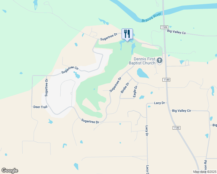 map of restaurants, bars, coffee shops, grocery stores, and more near 612 Sugartree Drive in Lipan