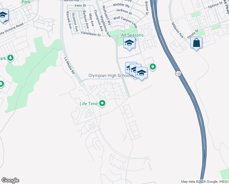 map of restaurants, bars, coffee shops, grocery stores, and more near 5015 Avenida Lugano in Chula Vista