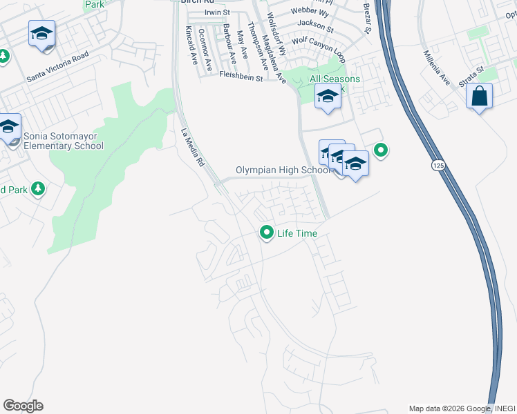 map of restaurants, bars, coffee shops, grocery stores, and more near 6020 Moonglow Drive in Chula Vista
