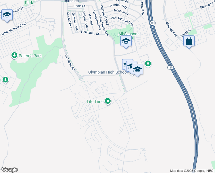 map of restaurants, bars, coffee shops, grocery stores, and more near 6000 Luminary Drive in Chula Vista