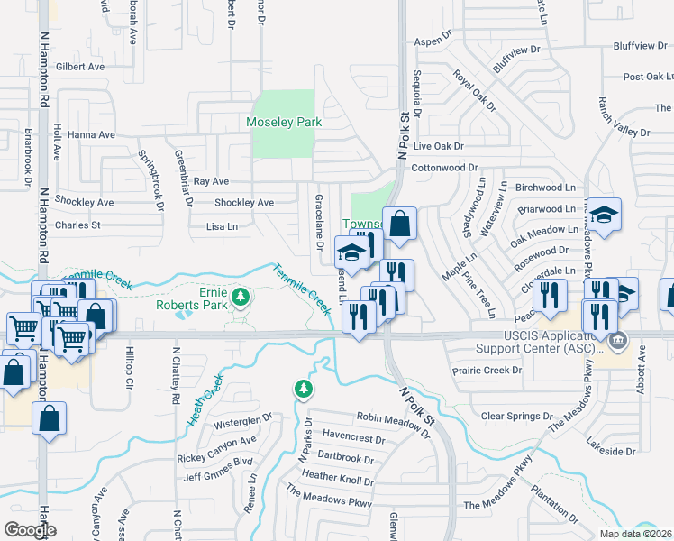 map of restaurants, bars, coffee shops, grocery stores, and more near 613 Worley Glen Avenue in DeSoto