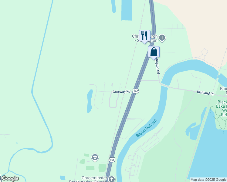 map of restaurants, bars, coffee shops, grocery stores, and more near Gateway Rd in Ouachita