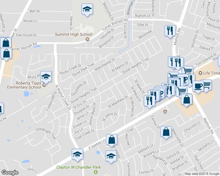 map of restaurants, bars, coffee shops, grocery stores, and more near 798 Saint Eric Drive in Mansfield