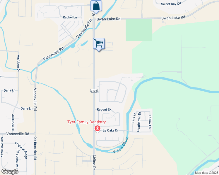 map of restaurants, bars, coffee shops, grocery stores, and more near 1829 Emberwood Circle in Bossier City