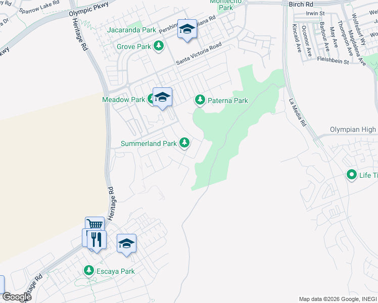 map of restaurants, bars, coffee shops, grocery stores, and more near 1308 Wyckoff Street in Chula Vista