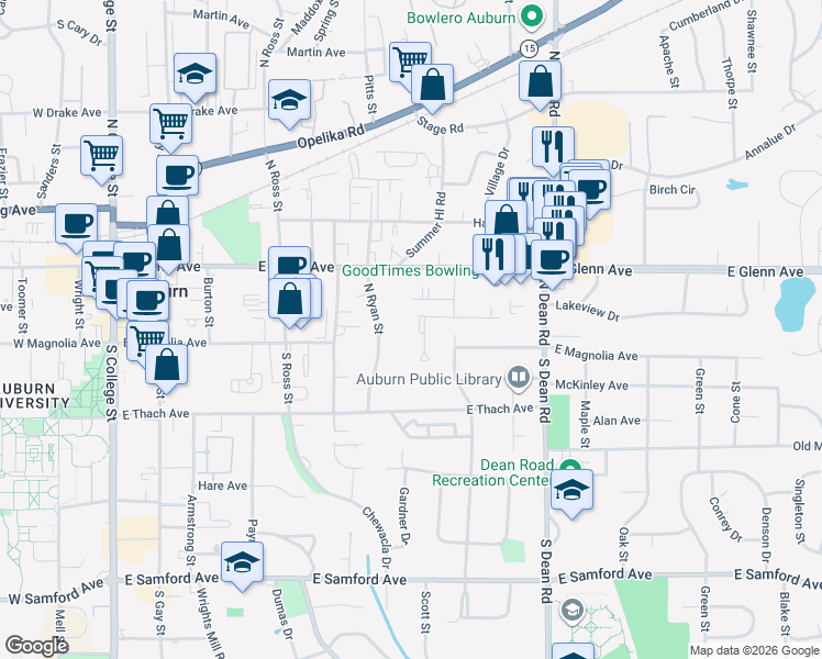 map of restaurants, bars, coffee shops, grocery stores, and more near 112 Carolina Ct in Auburn