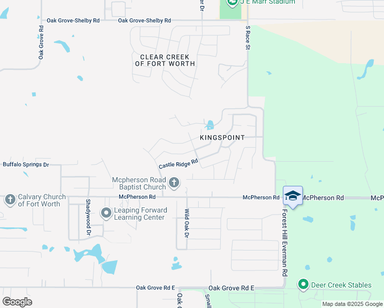 map of restaurants, bars, coffee shops, grocery stores, and more near 1376 Queens Brook Lane in Fort Worth