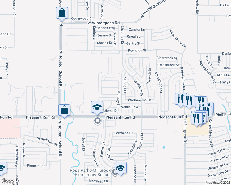 map of restaurants, bars, coffee shops, grocery stores, and more near 1807 Apollo Lane in Lancaster