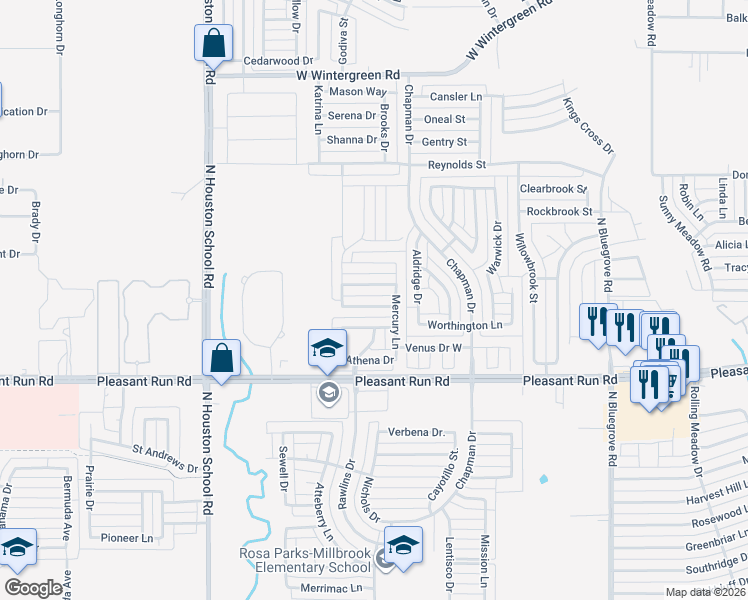 map of restaurants, bars, coffee shops, grocery stores, and more near 1807 Apollo Lane in Lancaster