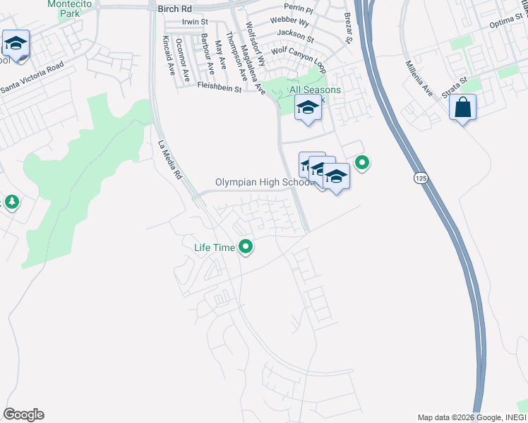 map of restaurants, bars, coffee shops, grocery stores, and more near 5010 Avenida Lugano in Chula Vista