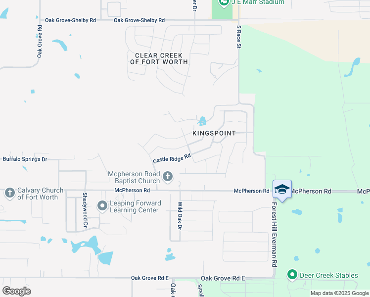 map of restaurants, bars, coffee shops, grocery stores, and more near 1376 Queens Brook Lane in Fort Worth
