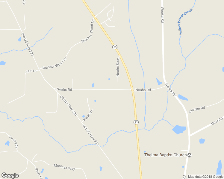 map of restaurants, bars, coffee shops, grocery stores, and more near 446 Noahs Road in Wetumpka