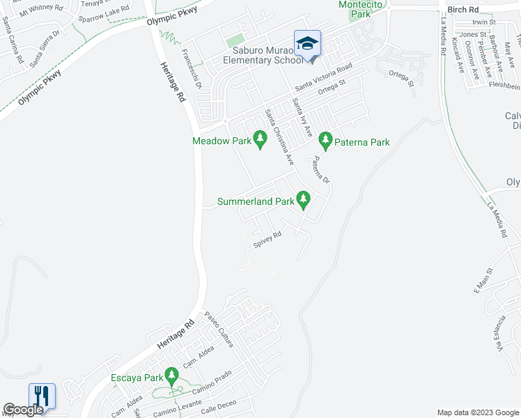 map of restaurants, bars, coffee shops, grocery stores, and more near 1233 Lorenzo Rd in Chula Vista