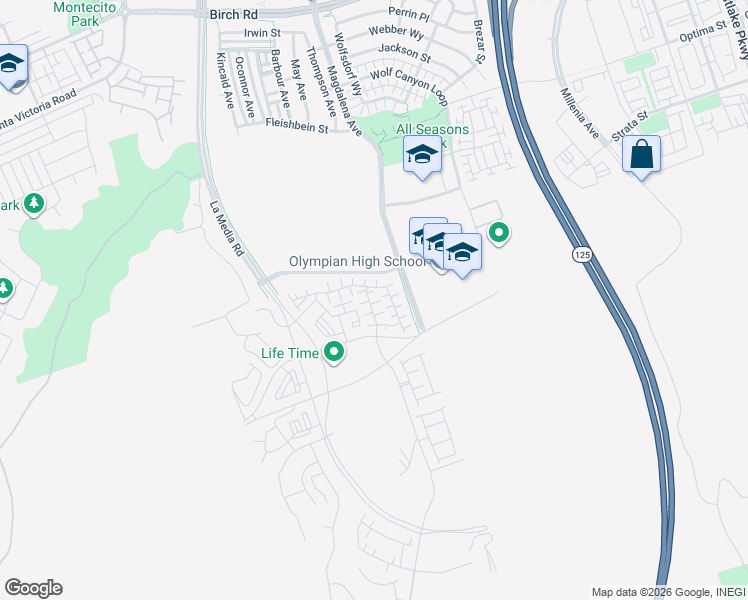 map of restaurants, bars, coffee shops, grocery stores, and more near 5015 Avenida Lugano in Chula Vista