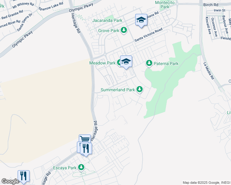 map of restaurants, bars, coffee shops, grocery stores, and more near 1233 Lorenzo Rd in Chula Vista