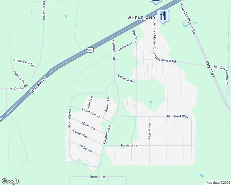 map of restaurants, bars, coffee shops, grocery stores, and more near 8055 Marcia Court in Fort Worth