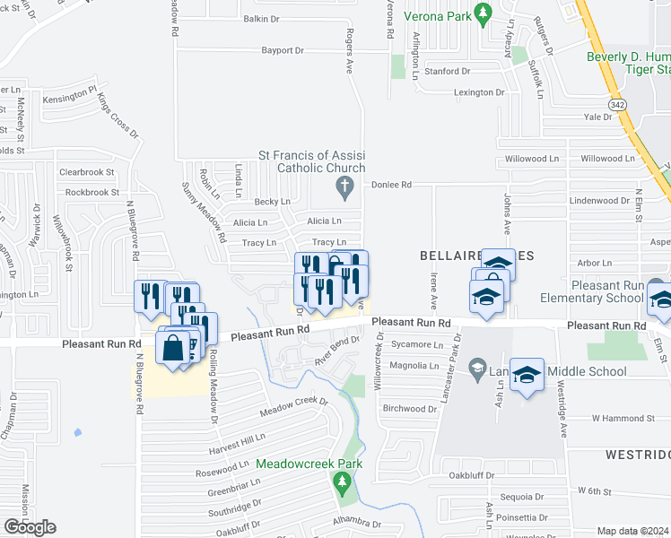 map of restaurants, bars, coffee shops, grocery stores, and more near 1022 Nancy Lane in Lancaster