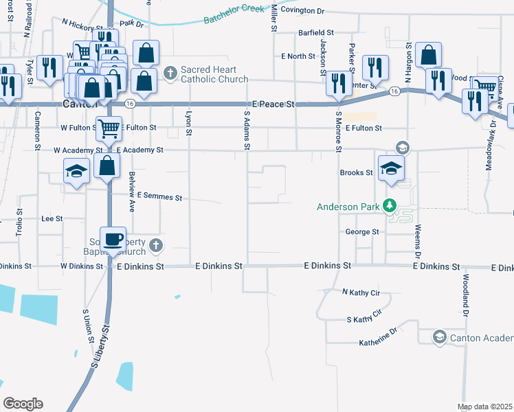 map of restaurants, bars, coffee shops, grocery stores, and more near 412 East Semmes Street in Canton
