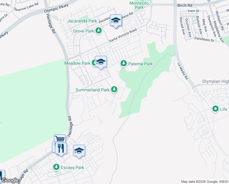 map of restaurants, bars, coffee shops, grocery stores, and more near 1308 Wyckoff Street in Chula Vista